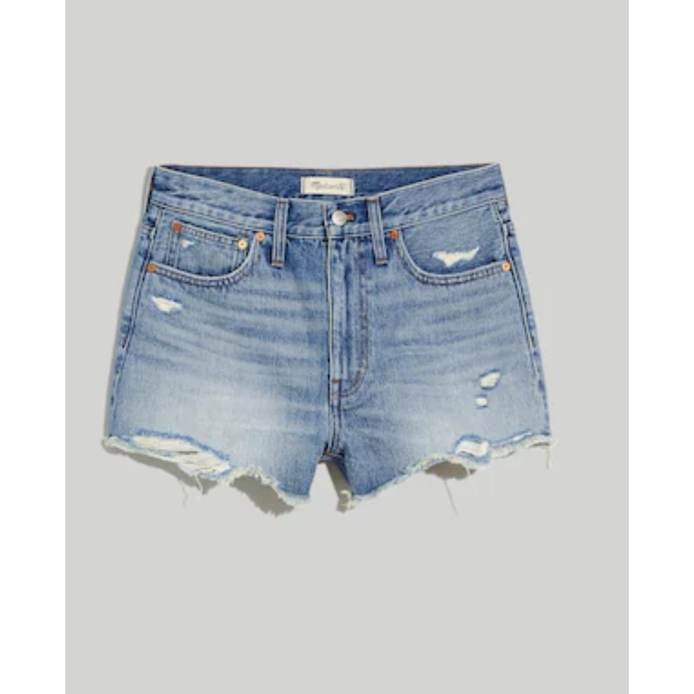 Madewell High-Rise Denim Shorts Size 27 Distressed Raw Hem‎ Light Wash Cut Offs